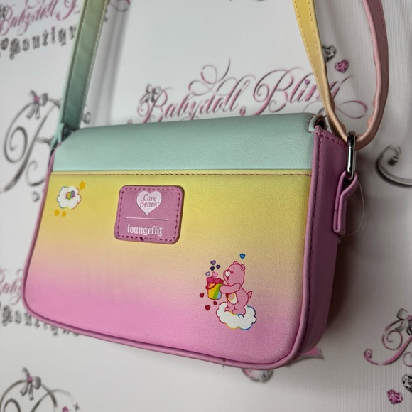Loungefly Care Bears bag cross body pastel rainbow teddy bears hearts ombrΓ© - Picture 13 of 13